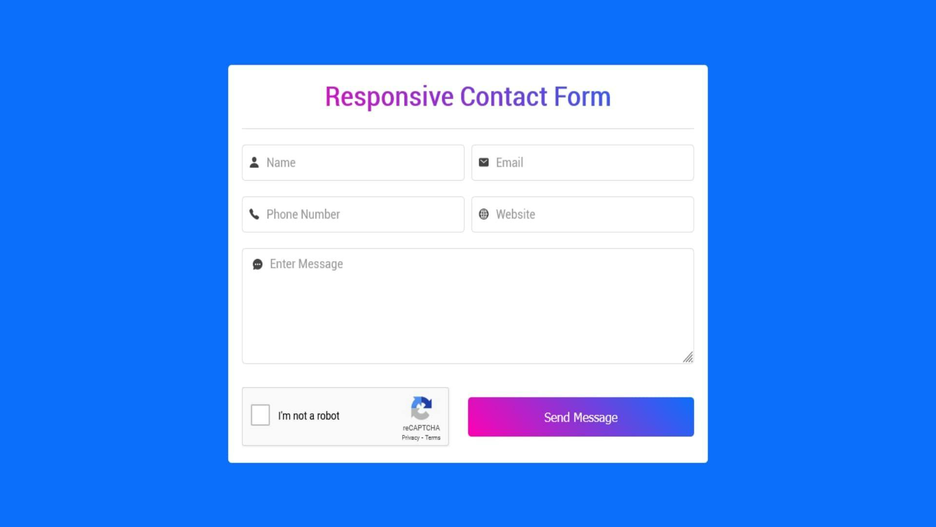 Responsive Contact Form with recaptcha using HTML and CSS only